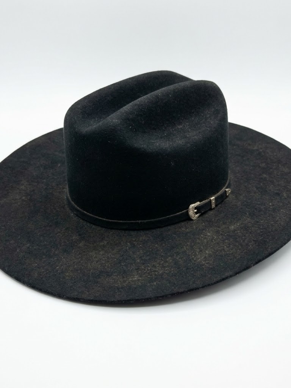 Ariat Black Wool Felt Cowboy Hat 7 1/8 Western Rodeo Ranchwear 3-Pc Buckle Band